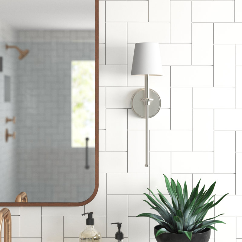 Nouvelle applique murale rétro traditionnelle en laiton à une lumière, Nickel brossé