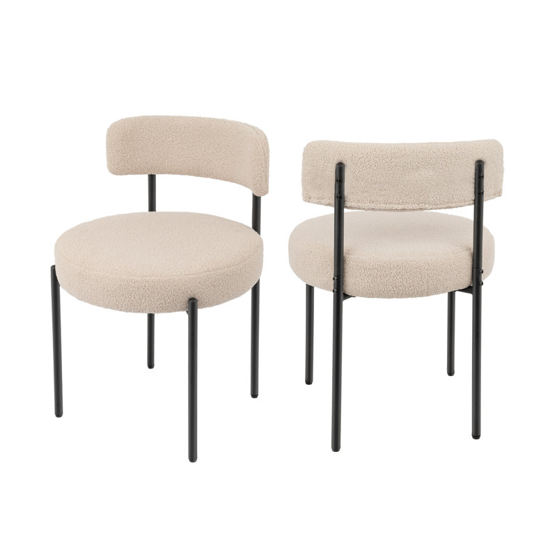 Zarrin Upholstered Metal Frame Side Dining Chair Set, Beige
