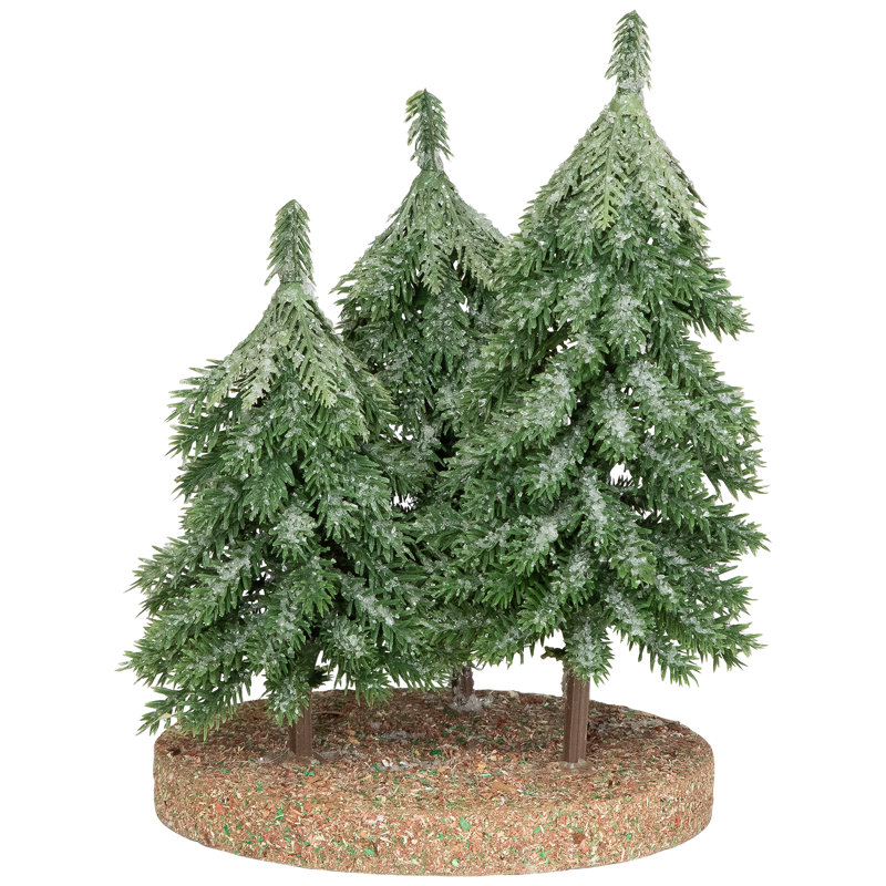 Icy Downswept Pine Trio Of Trees Christmas Decoration - 8" - Unlit