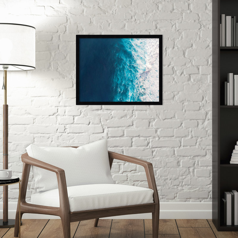Seascape Of Splashing Waves by The Creative Bunch Studio, Black, 17" H x 21" W x 1" D