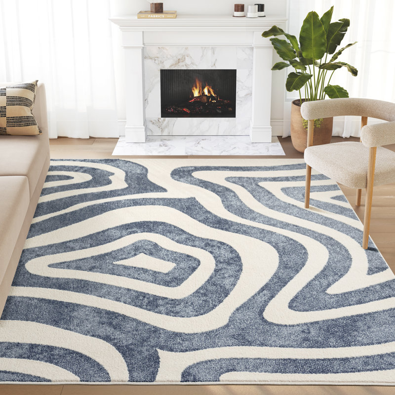 Tapis bleu Abani Huertas WAV100A, Rectangulaire 2 pi x 3 pi