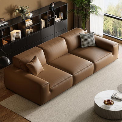 Brown Genuine Leather Modular Sofa