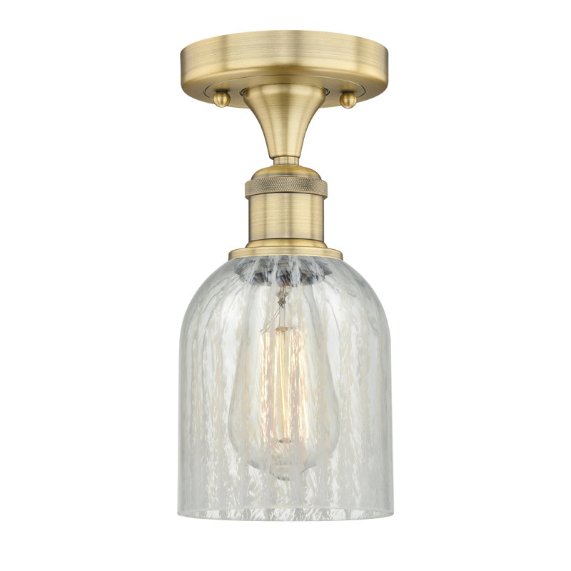 Losurdo Glass Semi Flush Mount, Brushed Brass
