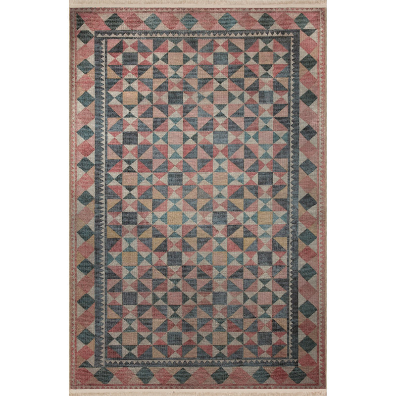 Multi-Colored Mixed Geometric Patterned Creative Vintage Decorative Rug, Runner 3'9.81" x 9'10.11"
