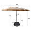 Parasol double Wind Vent avec grand abat-jour - Taupe supplémentaire pour plage 15 pi