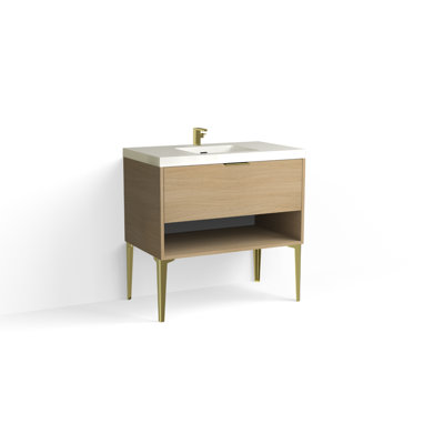 Modo 36" W Freestanding Single Bathroom Vanity with Dean Leg