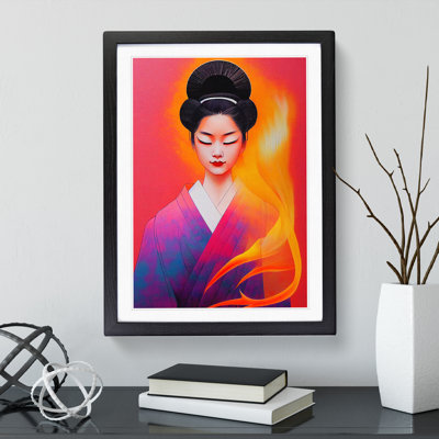 Geisha Flames - Single Picture Frame Painting