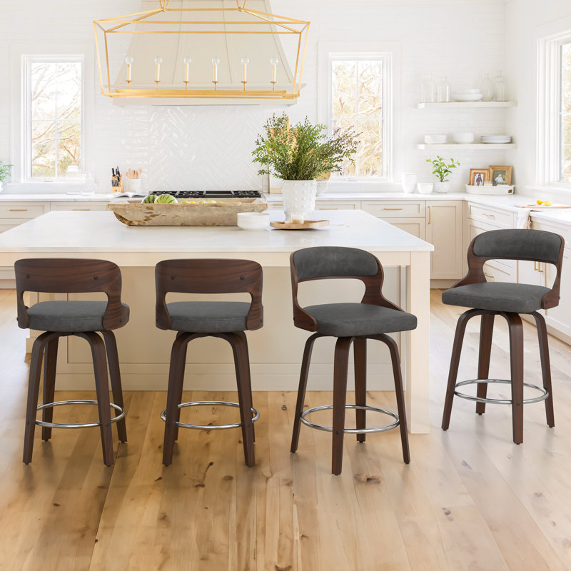 Carylon Swivel Upholstered Counter Stool, Gray