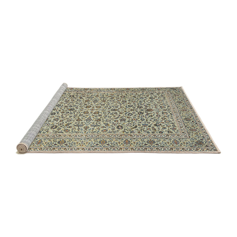 Tapis oriental vert / blanc tissé à la machine, Rond 4 pi