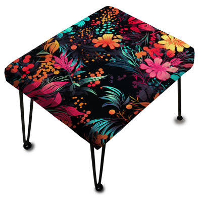 Captivating Neon Florals - Repose-pieds rectangulaire abstrait