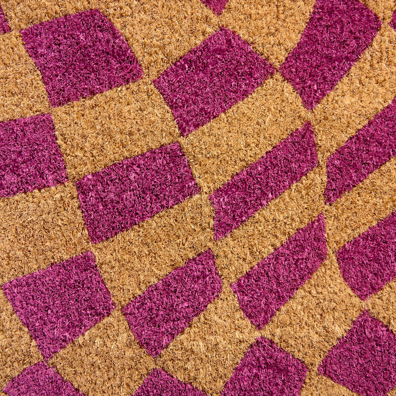 TOWN & COUNTRY LIVING Emmett Groovy Checkerboard Non-Slip Indoor Outdoor Door Mat, 0.59" H x 24" W x 36" L, Purple