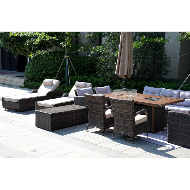 11 - Person Patio Conversation Set with Cushions