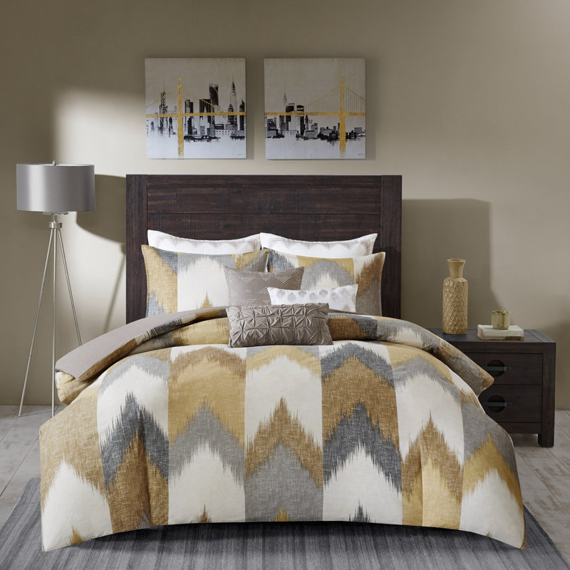 Cotton Comforter Mini Set, King Comforter + 3 Additional Pieces, Yellow
