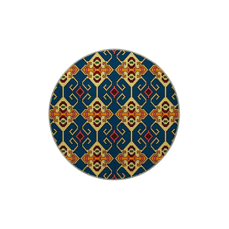 Tapis décoratif à motifs bleus, Rectangle 2 pi 4 po x 4 pi