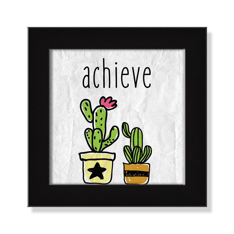 Impression sur papier Cacti C, Encadré plat noir, H 8 po x l 8 po x P 0,6 po