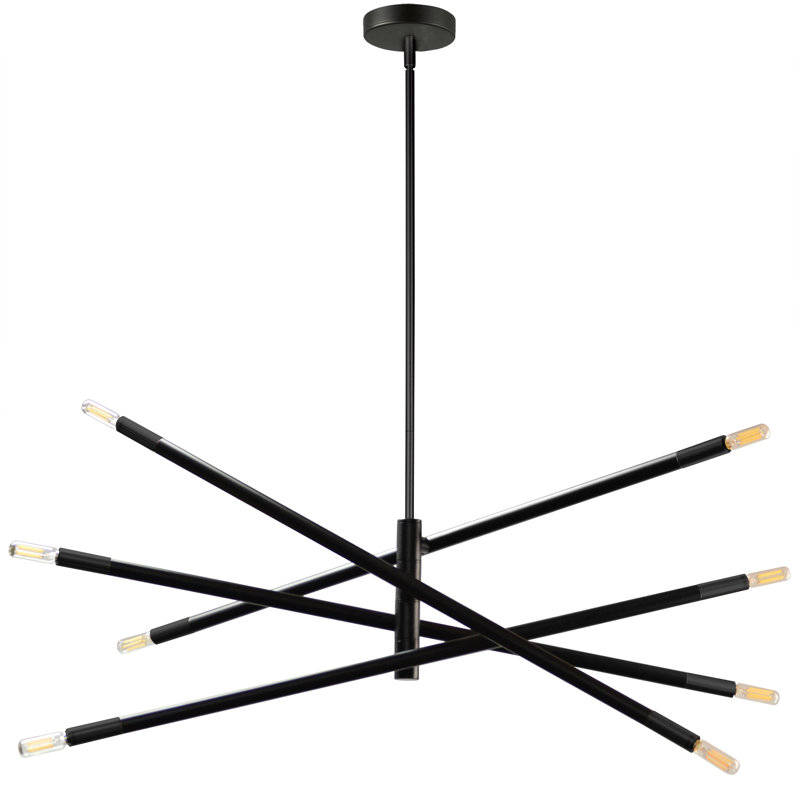 Lustre linéaire Spoutnik Mordern 8 lumières Wand, Noir mat