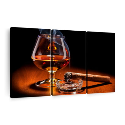 "Cigare et boissons au cognac" sur toile
