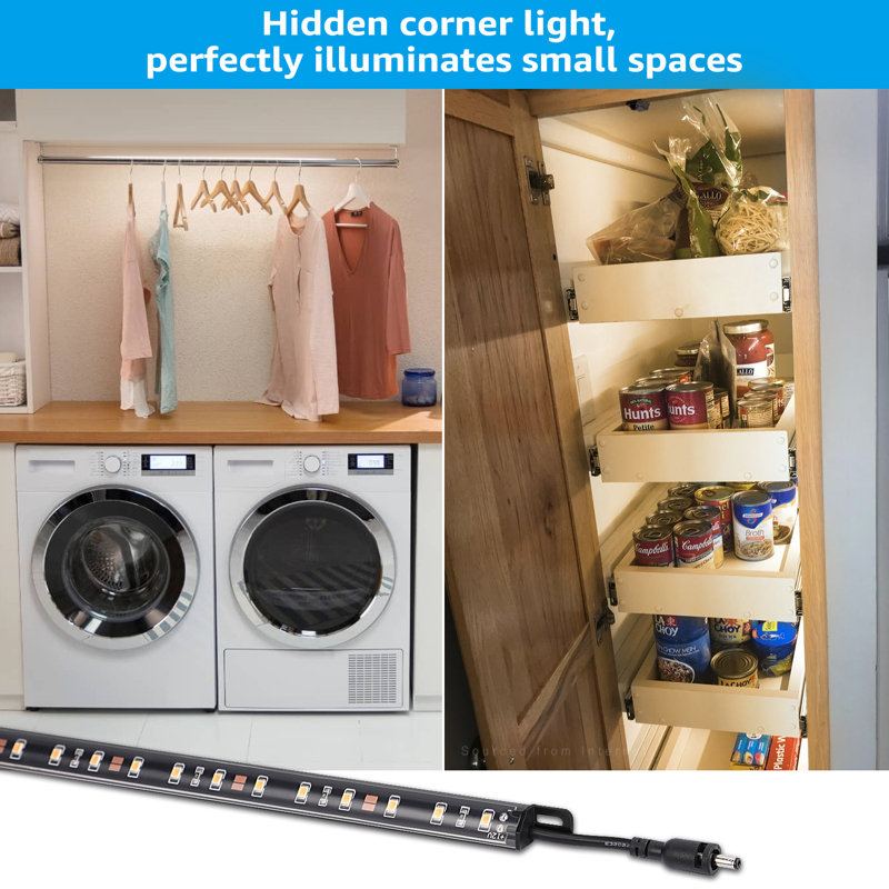Ensemble d'éclairage DEL pour coffre-fort (lot de 6) de 30 cm, barres lumineuses connectables pour coffre-fort à armes, détecteur de mouvement, 900 lm, adaptateur secteur certifié UL, entrée 100-240 V, blanc chaud 3000 K