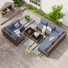 Ensemble modulaire de conversation modulaire en rotin pour 8 personnes avec 2 tables basses