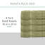 Ensemble de 4 serviettes Willow - 100% coton peigné, qualité supérieure 630 g / m², vert, ultra doux et très absorbant (4 serviettes à main)-501306310-501306312