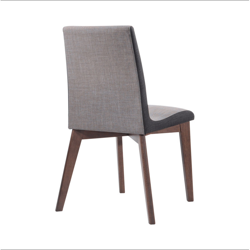 Ensemble de 2 chaises d'appoint de salle à manger rembourrées en tissu gris au fini noyer