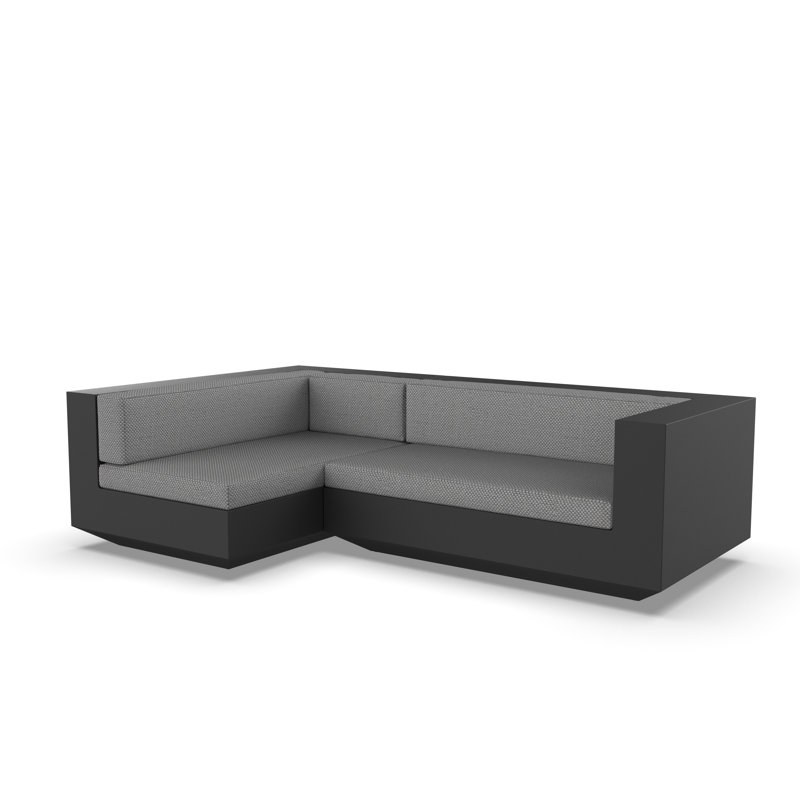 Vela 102.25" Wide Outdoor Reversible Patio Sectional with Cushions, Left Hand Facing, Nautical Taupe, Black