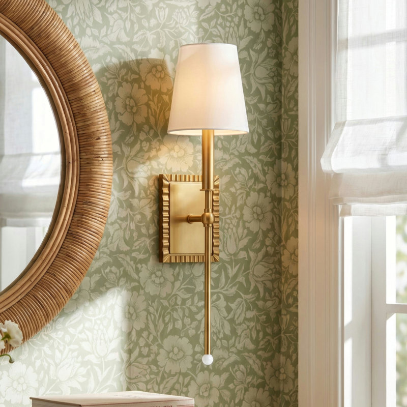 Tavernier Armed Sconce, Burnished Brass
