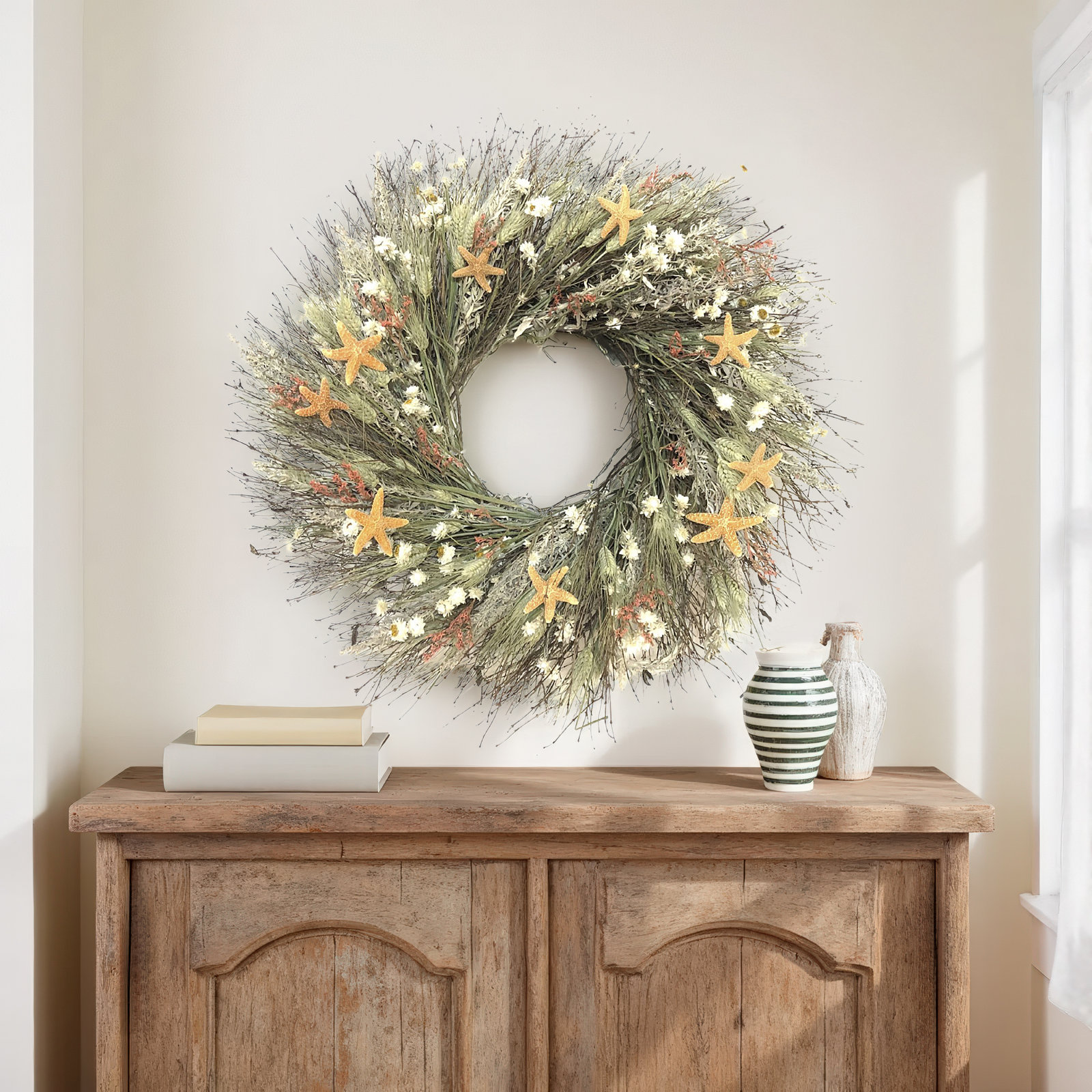 Handcrafted Dried Mixed Assortment Wreath, 30" H x 30" W x 6" D