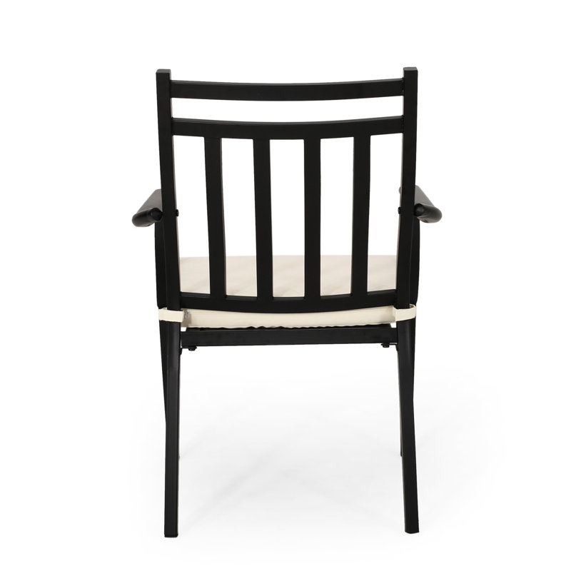 Of Dining Chairs In Black, Open Slat Design With Smooth Tapered Legs, Modern Outdoor Comfortable Sort And