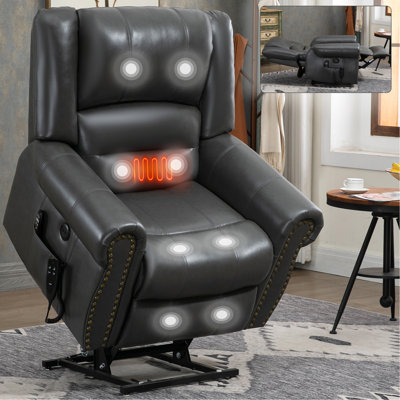 Power Lift Recliner Chair Heat Massage Dual Motor Infinite Position Up To 350 LBS, Heavy Duty Motion Mechanism With USB Ports