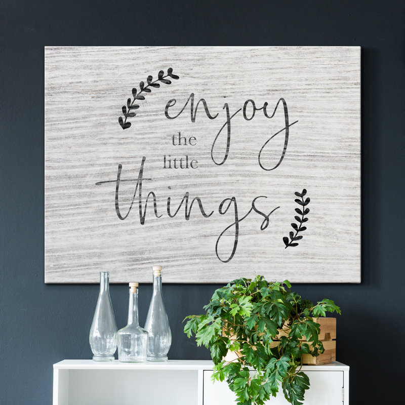 Enjoy the Little Things - Reproduction d'art textuel sur toile tendue, H 27 po x l 18 po x P 1 po