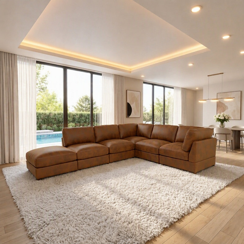 Canapé modulaire rembourré en velours côtelé, Brown