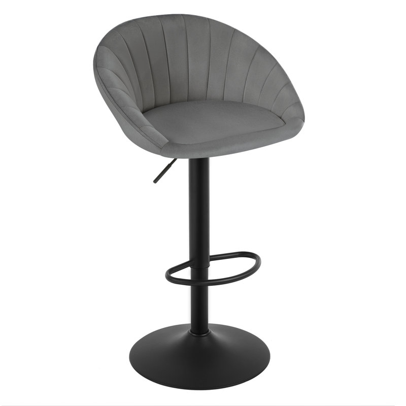 Swivel Upholstered Adjustable Height Counter Stool with Metal Frame, Gray