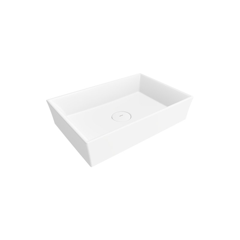 Cesena Rectangular Countertop Bowl - Without Tap Hole, 170mm H x 380mm W x 560mm L, Matte White