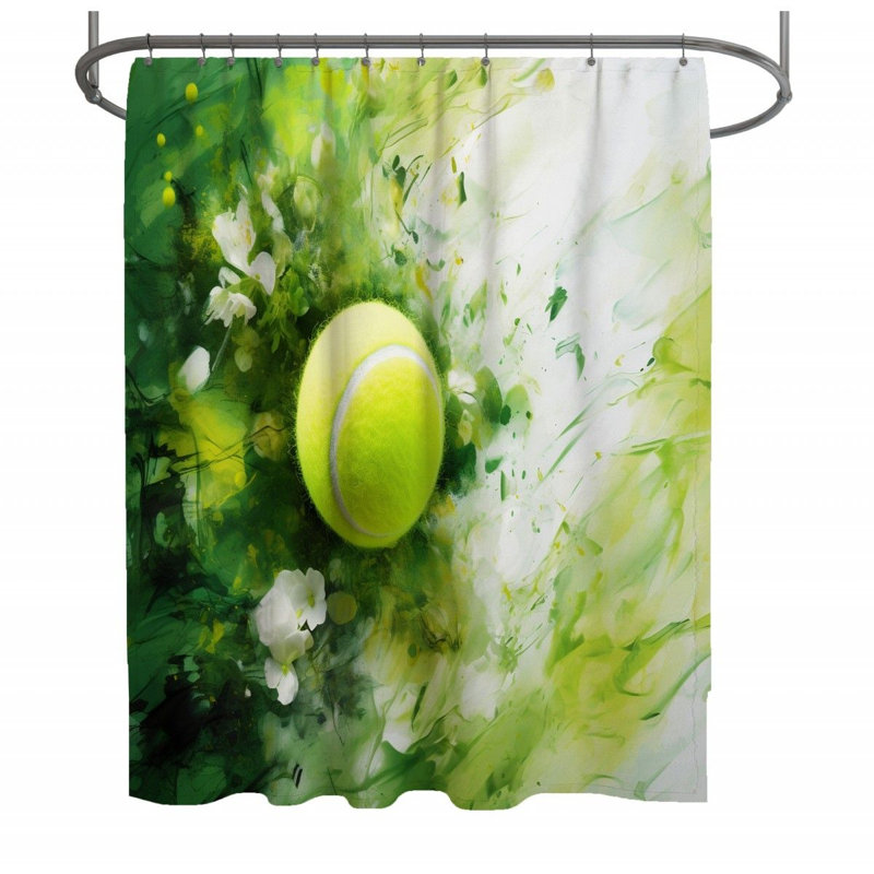 Rideau de douche tennis - décoration de salle de bain boule, H 83 po x l 70 po