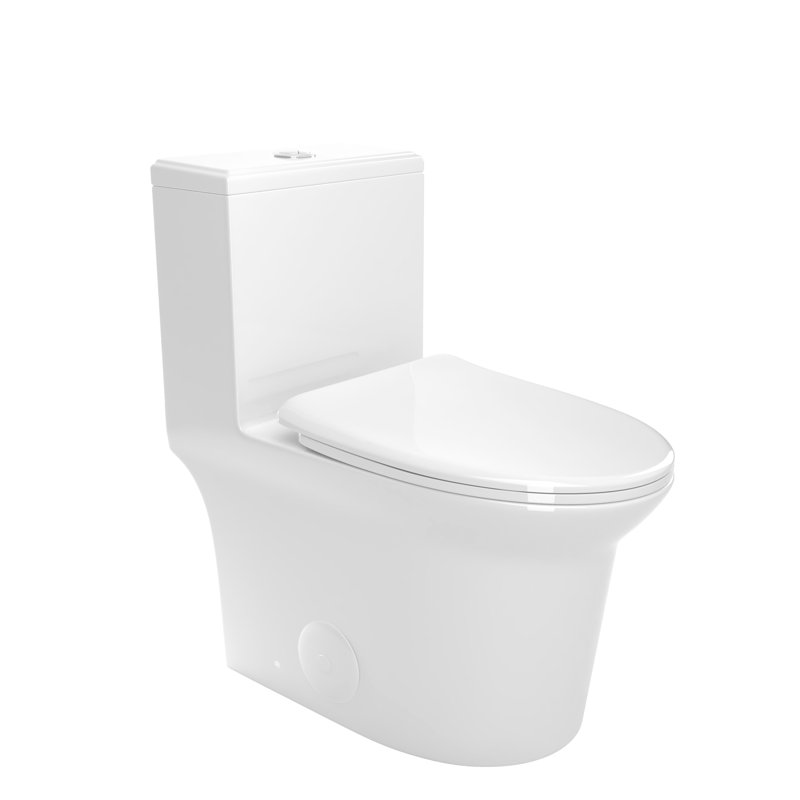 1.1/1.6 Toilet, Ceramic, Comfort Height, 15.55 In, White, Soft Close Seat, & One Ceramic One, , In
