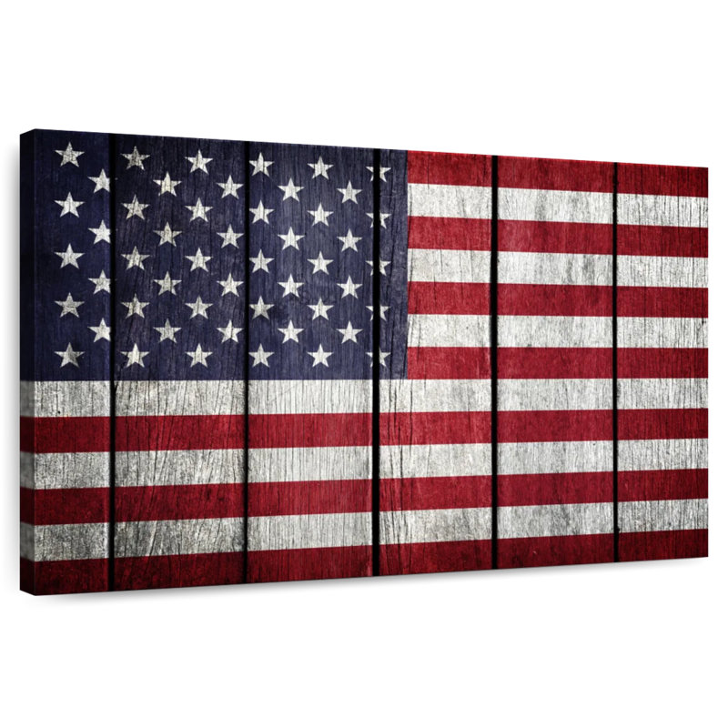 Drapeau américain Borges sur bois, H 32 po x l 48 po