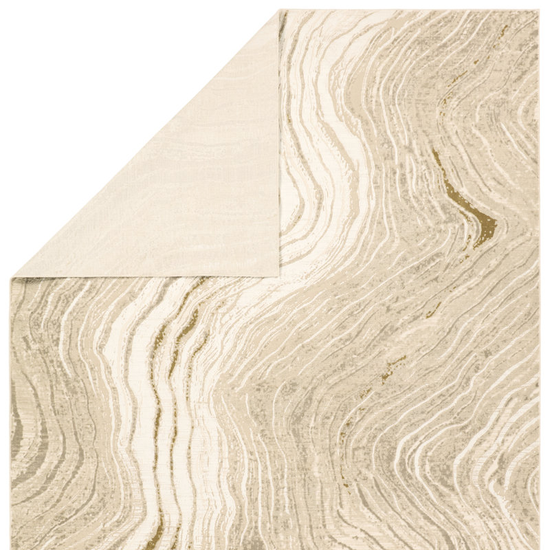 Wrought Studio™ Matei Powerloomed Abstract Tan/Taupe Area Rug, Rectangle 9'6" x 13'6"