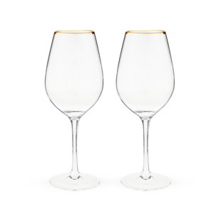 Get Twine Gilded Champagne Flutes, Gold Rimmed Clear Wine Glass Set, Stemless  Wine Glasses, Set of 2, 10 Ounces Delivered