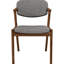 Chaises de salle à manger Mid-Century modernes 2 - Noyer foncé et gris 2 avec bases et revêtement en tissu