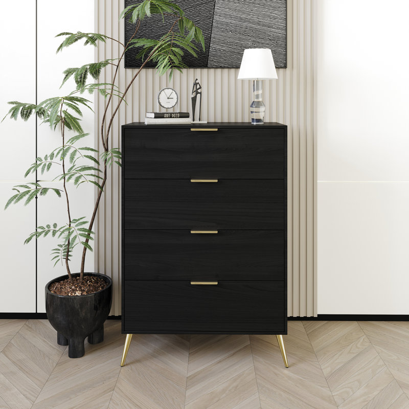 Rafiat 29.72'' W 4 - Drawer Dresser, Black