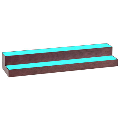 Présentoir à DEL pour bouteilles de spiritueux, support à whisky 30 pouces à 2 niveaux, support USB, tablette de bar pour la maison illuminée avec télécommande RF et contrôle des applications, 7 couleurs statiques, tablette en acrylique + bois pour 15 bouteilles
