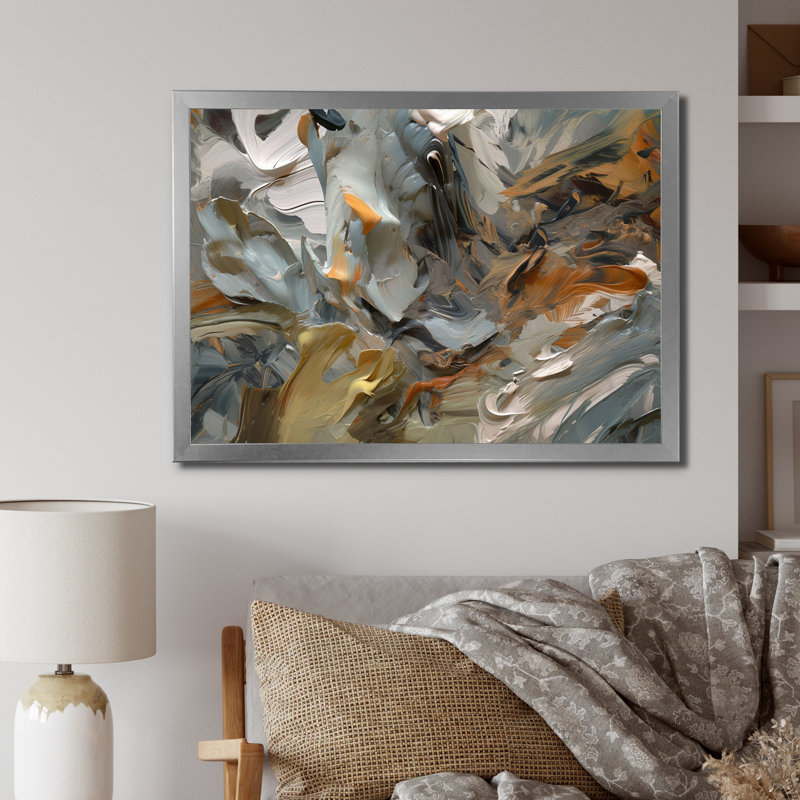 «Autumn Jazz Abstract Expressionism», reproduction d'art sur toile, H 24 po x l 32 po x P 1 po, Cadre simple argenté
