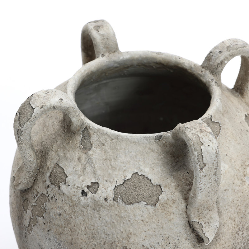 Handcrafted Watertight Terracotta Amphora Vase 11" H, Gray 