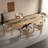 Burlywood Rectangular Solid Wood + Metal Dining Table-1623880881