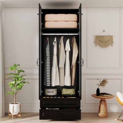 Grand garde-robe de 89 po avec armoires supérieures, charnières à fermeture en douceur, tiroirs