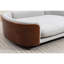 Lit pour chien surélevé gris en velours de style scandinave avec dossier en bois cintré, coussin amovible et grande taille en noyer ventilé, gris, facile à assembler
