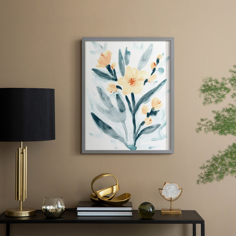 "Bouquet indigo et rosé II", Gris, H 11 po x l 9 po