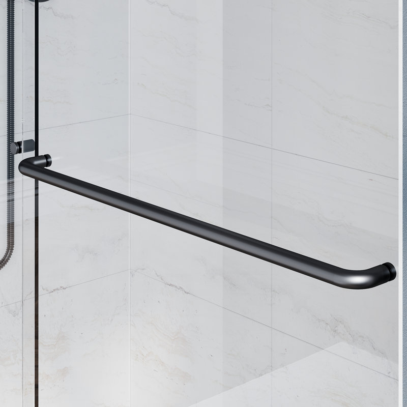 - W x 62'' H Door Semi-Frameless Tub Door with, Black