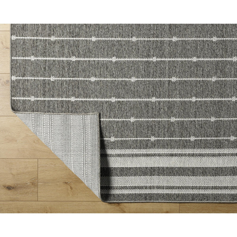 Tapis extérieur gris / blanc Sora, Carré 7 pi 10 po